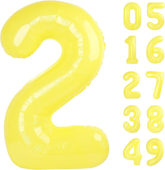 Yellow 40 Inch Big Number Balloon Birthday Decoration, Number 2 Helium Balloon 12 20 22 23 24 26 2026 New Years Celebration, Boy Girl Baby Anniversary Party Graduations Supplies Decorations