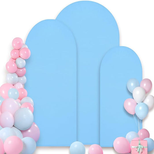 Wedding Arch Backdrop Cover, 4FT/5FT/6FT Blue Spandex Fitted Arch Backdrop Stand Set of 3 for Wedding Birthday Baby Shower Banquet Ceremony Decoration