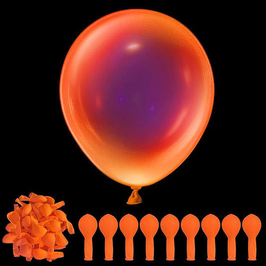 100 Pcs UV Neon Orange Balloons 12 inch Neon Party Supplies, Balloons, Glow in the Dark for Birthday, Graduation, Baby Shower,Wedding, Anniversary Valentines Party Decorations