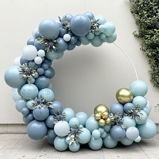 Dusty Blue Balloon Arch Kit - Double-Stuffed Balloon Garland with Multiple Blue Shades, Pastel Teal for Baby Shower, Wedding, Birthday, Graduation and Gender Reveal Party Decorations
