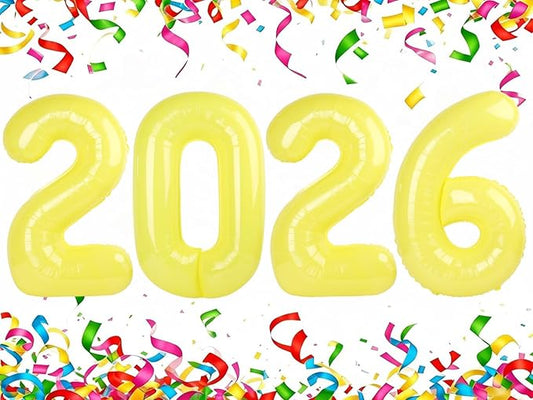 Yellow 2026 Number Balloon, 40 Inch 2026 New Years Decorations, 2026 Balloons Numbers for New Years Eve Party Supplies,Graduation Parties