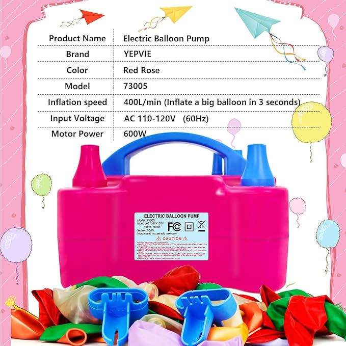 Electric Balloon Pump, Portable 2 Modes Balloon Blower Machine with 14 Balloon Arch Kits, Air Pump for Balloon, Balloon Inflator for Party Decoration