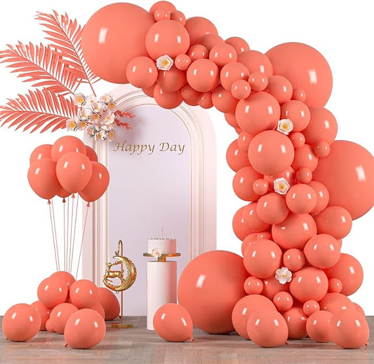 130pcs Coral Red Balloons Different Sizes 18" 12" 10" 5" Pastel Red Latex Balloon Garland Arch Kit for Birthday Baby Shower Graduation Wedding Valentine's Day Christmas Party Decorations