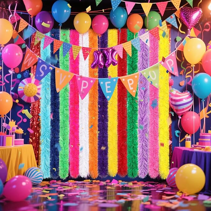 THARAHT Fluffy Boa Artificial 7 pcs 5ft for Costume Halloween Wedding Birthday Tea Party Christmas Party Decoration boa