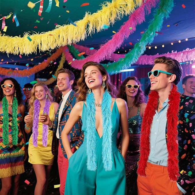 THARAHT Fluffy Boa Artificial 7 pcs 5ft for Costume Halloween Wedding Birthday Tea Party Christmas Party Decoration boa