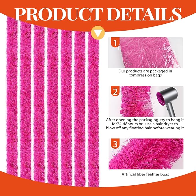 THARAHT Fluffy Boa Artificial 7 pcs 5ft for Costume Halloween Wedding Birthday Tea Party Christmas Party Decoration boa