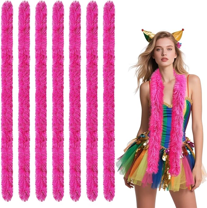 THARAHT Fluffy Boa Artificial 7 pcs 5ft for Costume Halloween Wedding Birthday Tea Party Christmas Party Decoration boa