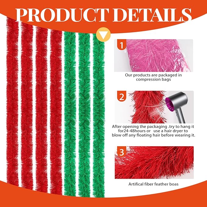 THARAHT Fluffy Boa Artificial 7 pcs 5ft for Costume Halloween Wedding Birthday Tea Party Christmas Party Decoration boa