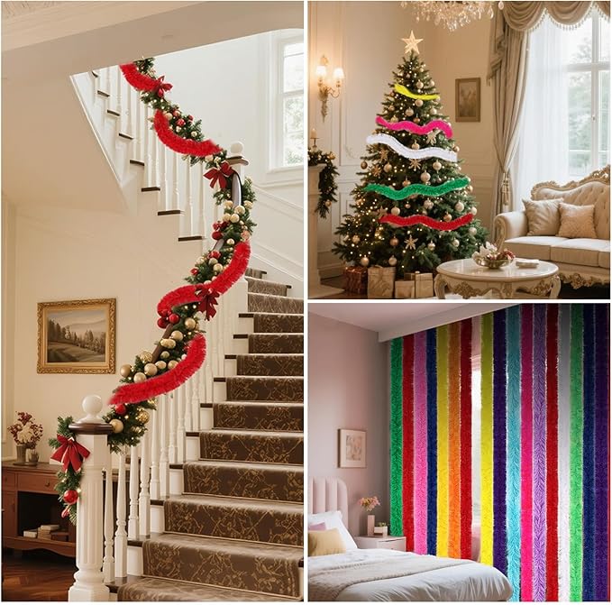 THARAHT Fluffy Boa Artificial 7 pcs 5ft for Costume Halloween Wedding Birthday Tea Party Christmas Party Decoration boa