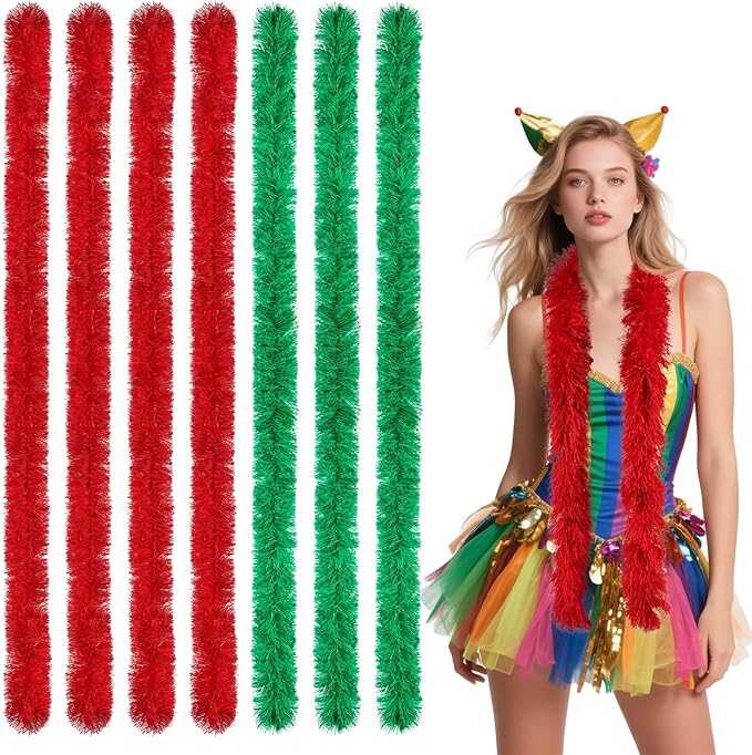 THARAHT Fluffy Boa Artificial 7 pcs 5ft for Costume Halloween Wedding Birthday Tea Party Christmas Party Decoration boa